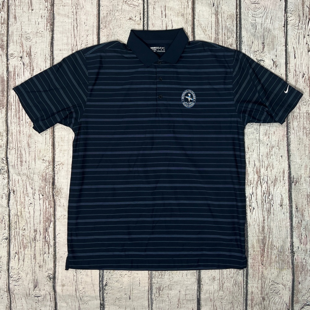 Bethpage Black Golf Course Nike Mens Preppy Tennis Blue Polo Country Club Shirt